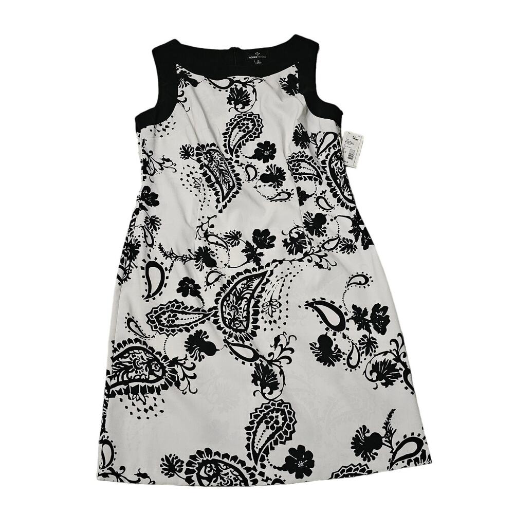 NWT Ronnie Nicole Size 14 Dress Black White Floral Cutaway